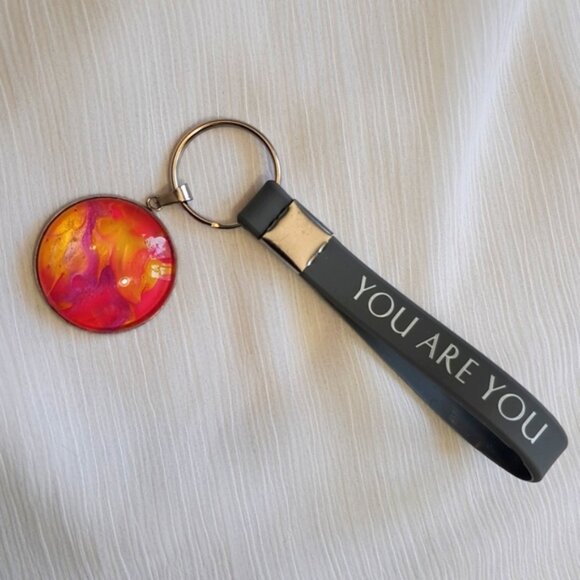 Artisan Handbags - Hand Crafted Silicone You are You Key Chain Holder with Hand Painted Cabuchon